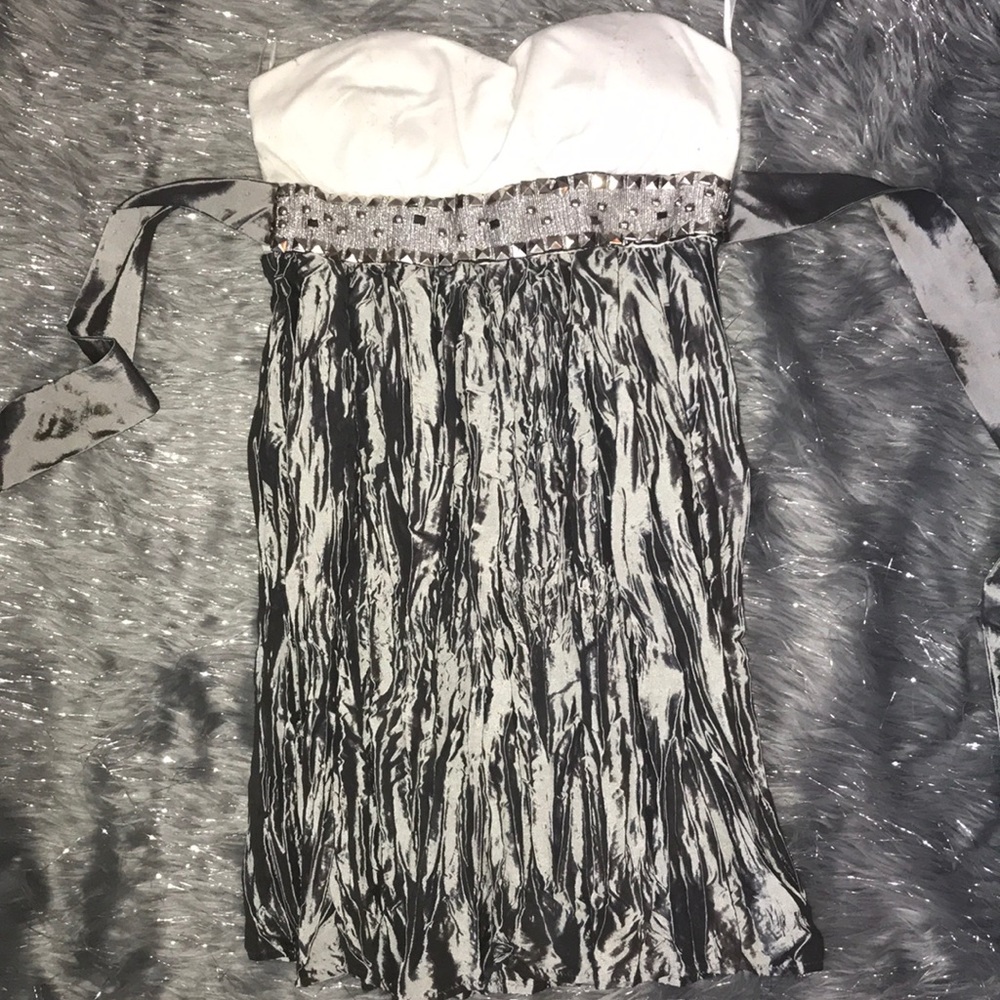 White and Silver Hoco dress